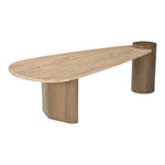 Taverna Travertine Top And Oak Wood Base Coffee Table in Natural
