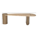 Taverna Travertine Top And Oak Wood Base Coffee Table in Natural