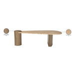 Taverna Travertine Top And Oak Wood Base Coffee Table in Natural