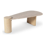Taverna Travertine Top And Oak Wood Base Coffee Table in Natural