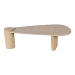 Taverna Travertine Top And Oak Wood Base Coffee Table in Natural