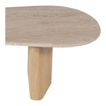 Taverna Travertine Top And Oak Wood Base Coffee Table in Natural