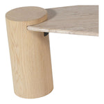 Taverna Travertine Top And Oak Wood Base Coffee Table in Natural