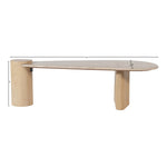 Taverna Travertine Top And Oak Wood Base Coffee Table in Natural