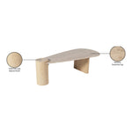 Taverna Travertine Top And Oak Wood Base Coffee Table in Natural