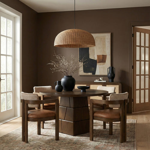 Tavio 48" Oak Veneer And Solid Wood Dining Table in Brown Walnut