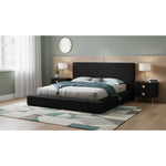 Terra Boucle Fabric Upholstered King Bed in Black