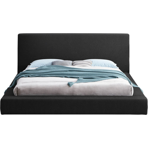 Terra Boucle Fabric Upholstered King Bed in Black