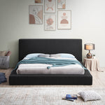 Terra Boucle Fabric Upholstered King Bed in Black