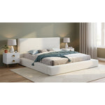 Terra Boucle Fabric Upholstered King Bed in Cream