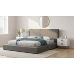 Terra Boucle Fabric Upholstered King Bed in Grey