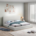 Terra Boucle Fabric Upholstered Queen Bed in Cream
