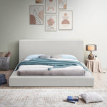 Terra Boucle Fabric Upholstered Queen Bed in Cream