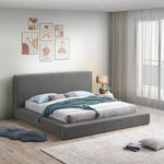 Terra Boucle Fabric Upholstered Queen Bed in Grey