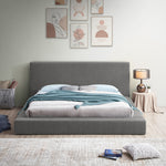 Terra Boucle Fabric Upholstered Queen Bed in Grey