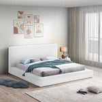 Terra Boucle Fabric Upholstered Queen Bed in White
