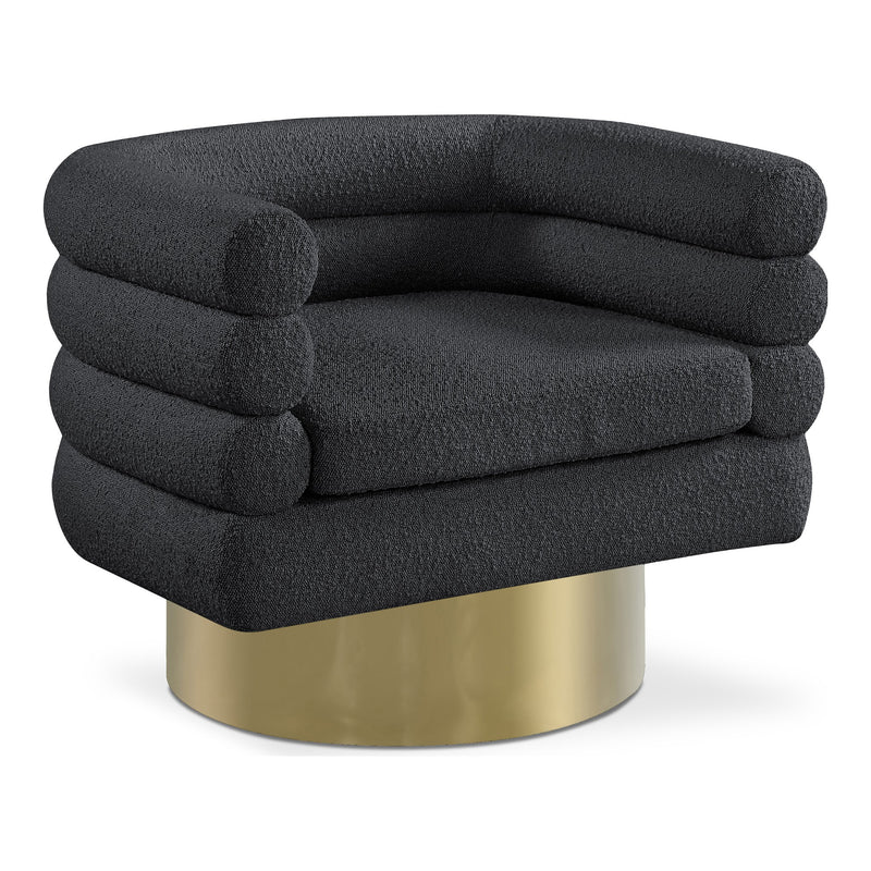 Tessa Boucle Fabric Upholstered Swivel Accent Chair in Black