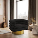 Tessa Boucle Fabric Upholstered Swivel Accent Chair in Black