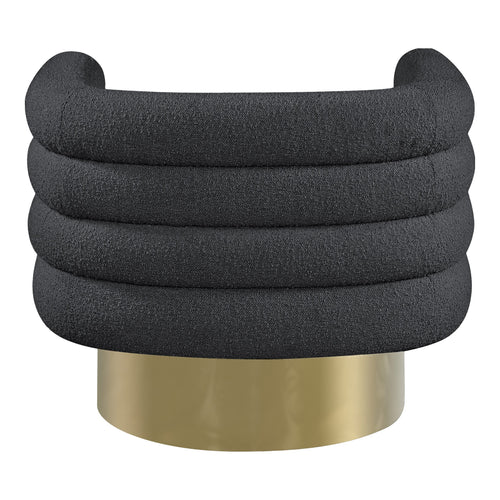 Tessa Boucle Fabric Upholstered Swivel Accent Chair in Black