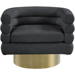 Tessa Boucle Fabric Upholstered Swivel Accent Chair in Black