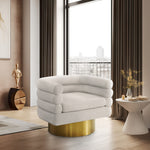 Tessa Boucle Fabric Upholstered Swivel Accent Chair in Cream