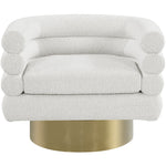 Tessa Boucle Fabric Upholstered Swivel Accent Chair in Cream