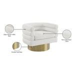 Tessa Boucle Fabric Upholstered Swivel Accent Chair in Cream