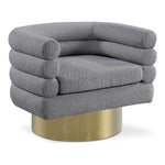 Tessa Boucle Fabric Upholstered Swivel Accent Chair in Grey