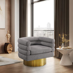 Tessa Boucle Fabric Upholstered Swivel Accent Chair in Grey