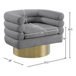 Tessa Boucle Fabric Upholstered Swivel Accent Chair in Grey