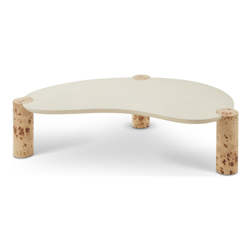 Thor Resin Top And Burl Veneer Base Coffee Table in Natural