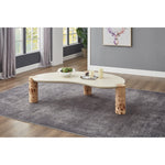 Thor Resin Top And Burl Veneer Base Coffee Table in Natural