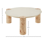 Thor Resin Top And Burl Veneer Base Coffee Table in Natural