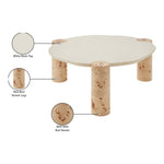 Thor Resin Top And Burl Veneer Base Coffee Table in Natural