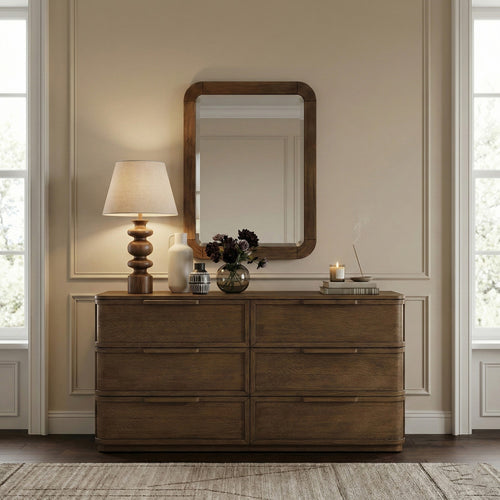 Tiberio Solid Wood Mirror in Brown