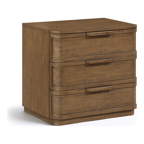 Tiberio Oak Veneer And Solid Wood Nightstand in Brown