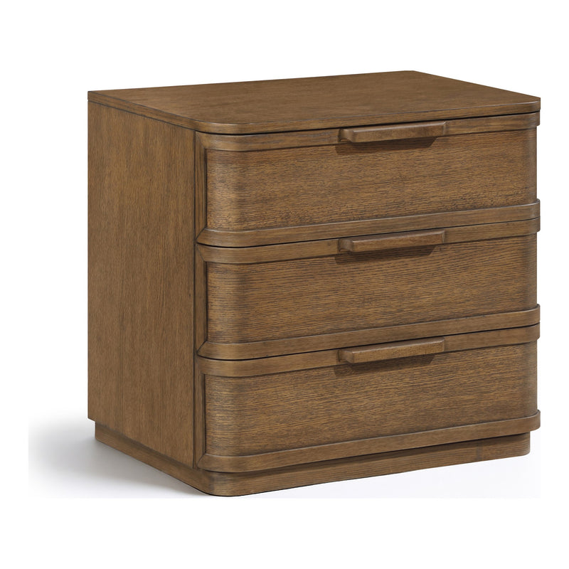 Tiberio Oak Veneer And Solid Wood Nightstand in Brown