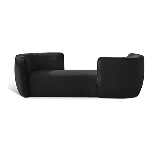 Hilton Boucle Fabric Upholstered Chaise Lounge in Black