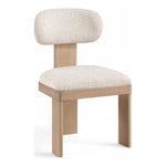 Timbra Linen Textured Fabric Upholstered Dining Chair in Beige