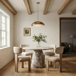 Timbra Linen Textured Fabric Upholstered Dining Chair in Beige