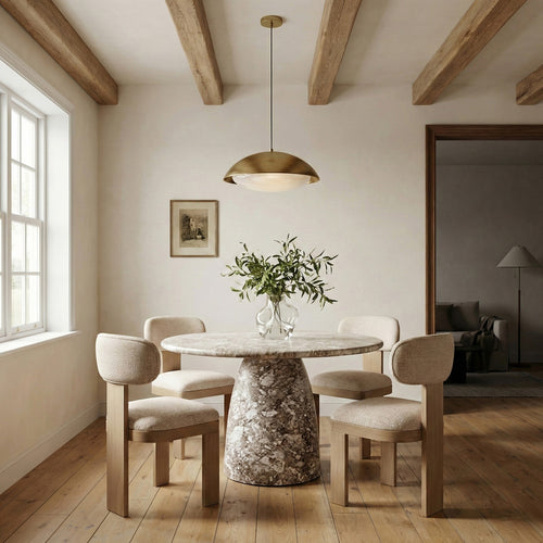 Timbra Linen Textured Fabric Upholstered Dining Chair in Beige