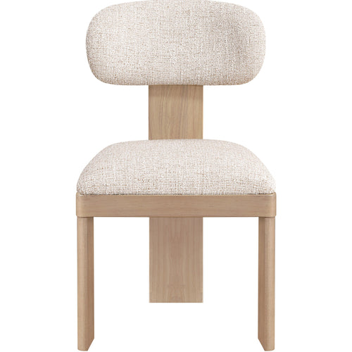 Timbra Linen Textured Fabric Upholstered Dining Chair in Beige
