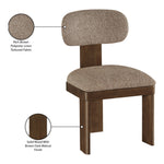 Timbra Linen Textured Fabric Upholstered Dining Chair in Brown
