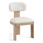 Timbra Linen Textured Fabric Upholstered Dining Chair in Cream