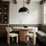Timbra Linen Textured Fabric Upholstered Dining Chair in Cream