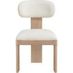 Timbra Linen Textured Fabric Upholstered Dining Chair in Cream