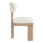 Timbra Linen Textured Fabric Upholstered Dining Chair in Cream