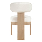 Timbra Linen Textured Fabric Upholstered Dining Chair in Cream