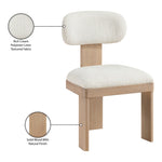 Timbra Linen Textured Fabric Upholstered Dining Chair in Cream
