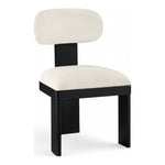 Timbra Linen Textured Fabric Upholstered Dining Chair in Cream